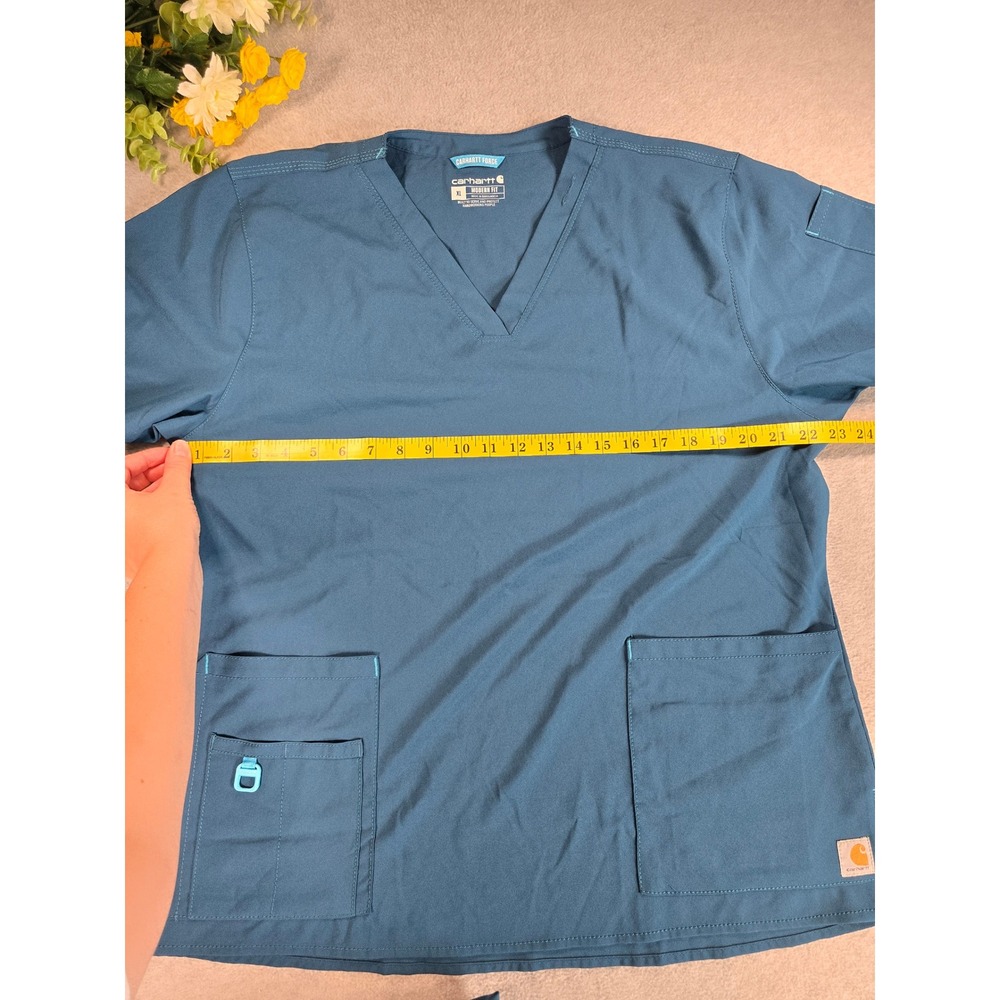 Carhartt Force Scrub Set Women XL Petite Blue Modern Fit V-Neck Cargo C52110P - Picture 6 of 16